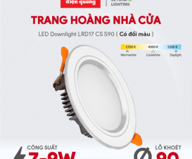 Bộ đèn LED Downlight Điện Quang ĐQ LRD17 CS S90 (viền bạc, Ø90, đổi màu, bầu kín)